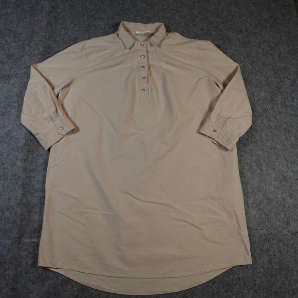 Pomander Place Dress Womens Large Polly Tan Mini Long Sleeve Shirt Shift - Picture 3 of 11
